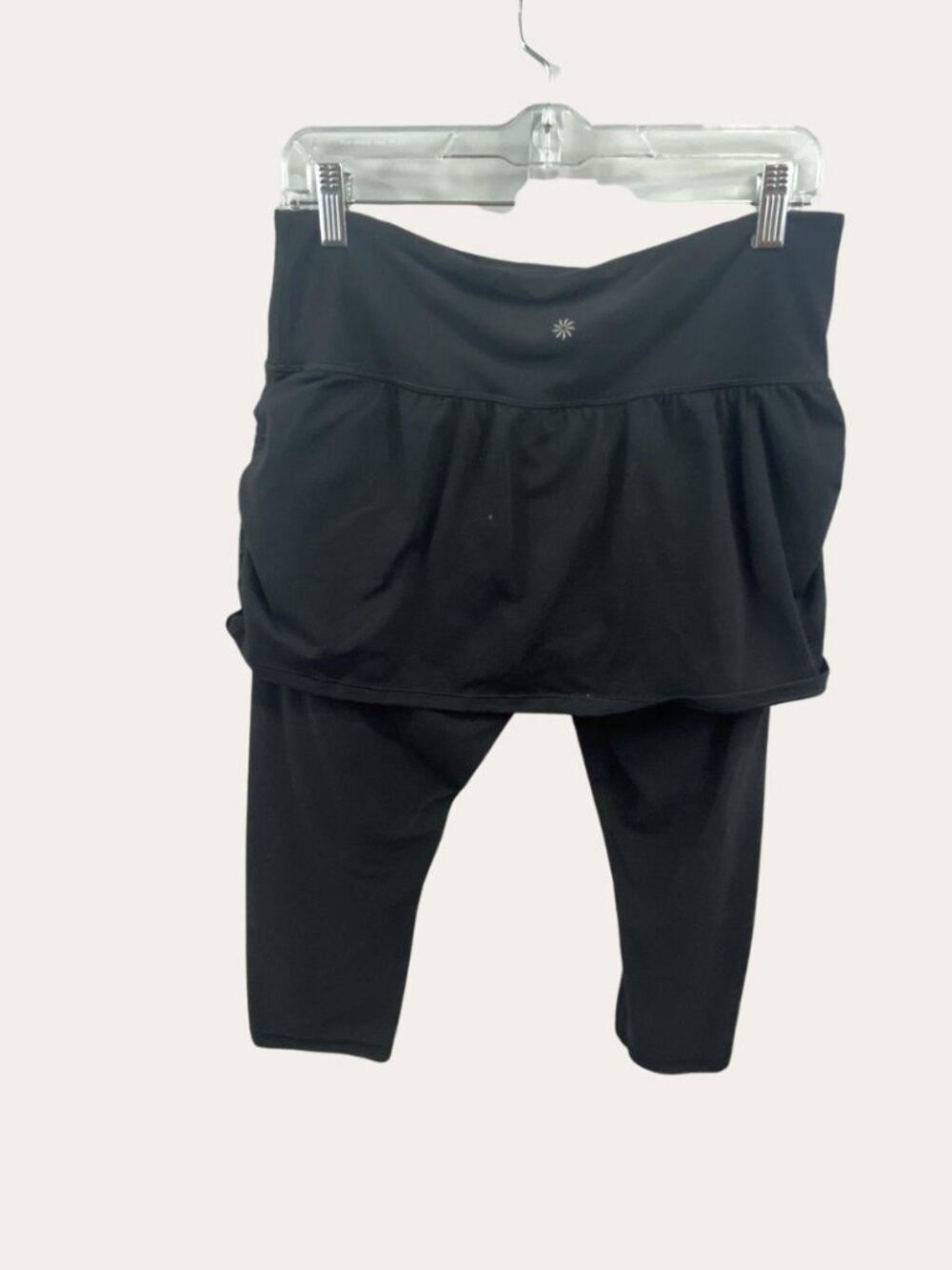 Athleta Elation Capri Skort Leggings Black Ruched Side 2-in-1 Athleisure Size L - Picture 4 of 6